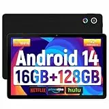 Tablet, Android 14 Tablet 11 Zoll, 16(4+12) GB RAM 128GB ROM 1TB TF Expandable, Widevide L1, Octa-Core Processor, 1280*800 IPS HD Touchscreen 6800mAh Akku WiFi 6 BT 5.3 Dual 5MP+8MP Kamera (Schwarz)