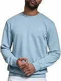 Indicode Herren Holt Sweatshirt aus Baumwollmischung | Sweater mit RIPP-Bündchen Pullover für Männer Blue Wave, L