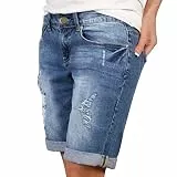 Jeans Shorts Damen Knielang Zerrissen Sexy Frauen Kurze Hose Denim Stretch Grosse Grössen Casual Lose Jeansshorts Bermuda Übergröße Hotpants