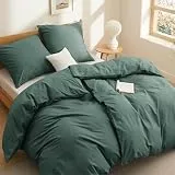 BEDSURE Bettwäsche 135x200 Baumwolle 4teilig - Bettwäsche-Sets Dunkelgrün Bettbezug 2er Set mit 2 Kissenbezüge 80x80 cm, Oeko-TEX Bedding Grün mit Reißverschluss