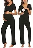 MAXMODA Damen Ultra Soft Still-Pyjamas Baumwolle Nachtwäsche Set Klein A-schwarz