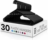 Utopia Home 30er-Pack Kunststoffbügel Platzsparende, langlebige Bügel mit Schulterrillen, schwarz