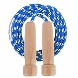 BTONGE Springseil, Speed Rope Verstellbar mit Natürlichem Holzgriff, Traditionelles Baumwoll Seilspringen, Länge Einstellbar, Rutschfest und Ideal für Fitness, Geeignet für Kinder und Erwachsene,300CM