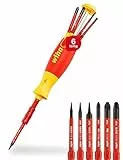 Wiha Schraubendreher Set LiftUp electric 6-tlg. mit verstaubarem Bit Set (38611) I Schraubenzieher Satz mit Bit Magazin aus slimBits für Elektriker, Bithalter, Schlitz/ Kreuzschlitz/ Plusminus