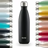 Blumtal Trinkflasche 500 ml Edelstahl - auslaufsichere Isolierflasche - BPA-freie Trinkflasche kalt & warm - doppelwandige Insulated Bottle - rostbeständige Isolierflasche Schwarz