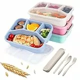 NAJIESUN Snackbox, 4er-Pack Lunchbox mit Löffelgabel, 5 Fächer, BPA-frei, wiederverwendbare Lunchbox, entworfen für Portionskontrolle, Schule und Essen. Kompakt, stapelbar, vier Farben