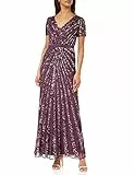 Maya Deluxe Damen Maxi Womens Ladies Embellished Sequin Dress Long Short Sleeve V Neck High Empire Waist A Cut Shiny Prom Wedding Brautjungfernkleid, Berry,46 EU