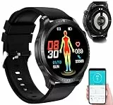 Newgen Medicals Pulsuhr mit Brustgurt: Fitness-Smartwatch, EKG-, Herzfrequenz- & SpO2-Anzeige, App, IP67 (Smartwatch Herren wasserdicht, Blutdruck Damen, Display)
