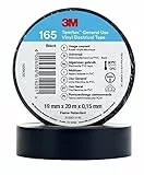 3M Temflex 165 Isolierband, Vinyl, schwarz, 0,152 mm x 19 mm x 20 m