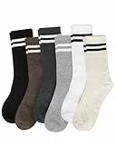 Tialfas 6 Paare Tennissocken Damen Sportsocken Baumwolle Damen-Socken Frauen Strümpfe Gym Damensocken Mit Motiv Socken Streifen Sport Women Bunt