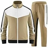ANOTWENER Herren Trainingsanzüge Sets, Jogginganzug Kontrastfarbe Sportanzug mit Reißverschlus für Fitness JW-249-3-XXL