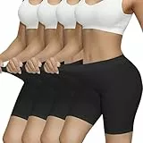 SIMIYA Radlerhose Damen Kurze 4er Pack High Waist Kurze Damen Atmungsaktiv Kurze Radlerhose Unter Kleid Sommer (Schwarz-4er Pack, S)