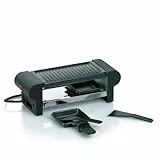 kela Raclette/Grill Bernina, für 2 Personen, Stahl, schwarz, 2x antihaftbeschichtete Pfännchen, 2x schwarze Spatel aus Nylon, 66490