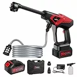 Andeman Akku Hochdruckreiniger, 55 Bar Mobiler Druckreiniger 4h-Laufzeit mit 3000mAh Akku,6-in-1 Multi Sprühdüse,5M Schlauch für Auto, Terrasse, Garten, Zaun