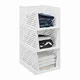 Relaxdays Schrank Organizer 3er Set, stapelbare Kleiderschrank Aufbewahrungsboxen, 24,5x33,5x43,5 cm, ausziehbar, weiß