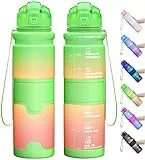 Lunidry Trinkflasche - Tritan BPA Frei Wasserflasche Kinder, 1L/500ml Kohlensäure Geeignet Auslaufsicher Sport Trinkflasche mit Zeitmarkierungen & Fruchteinsatz Für Schule, Fahrrad, Gym, Outdoor