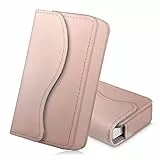 FINTIE Visitenkartenetui Kartenetui, Premium Kunstleder Handgefertigte Scheckkartenhülle Kreditkartenetui mit Magnetverschluss für Damen Herren, Roségold