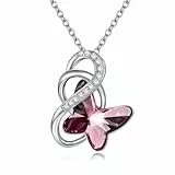 AOBOCO Sterling Silber Schmetterlinge Kette Damen, Schmetterling Schmuck Geschenke für Frauen Mädchen Mama Freundin (Rosa)