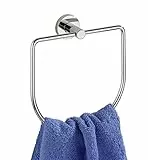 WENKO Power-Loc® Handtuchring Elegance - Befestigen ohne bohren, Zinkdruckguss, 16.5 x 18 x 5 cm, Chrom