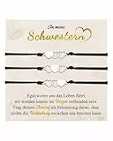 CheersLife 3 Stück Schwester Geschenk,Geschenk Schwester Geburtstag,Geschenke für Schwester,Herz Armband Damen Freundin - Weihnachten Valentinstag
