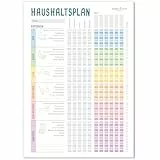 paper&you® Haushaltsplan Block A4 'Rainbow' Putzplan für Familien oder WGs, 50 Blatt - alle helfen mit den Haushalt zu organisieren - klimafreundlich & nachhaltig