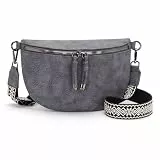 YISUOHOOM Bauchtasche Damen Umhängetasche klein Crossbody Bag Veganes Leder Brusttasche kleine tasche damen Grau Geschenke für Frauen