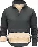 Peakwell Herren Pullover 1/4 Zip Gefütterte Sweatshirts, Dunkelgrau, M