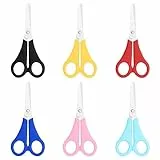 Asdirne Kinderschere, stumpfe Spitze, Sicherheit für Kinder, Vorschüler, Kleinkinder, Edelstahl-Klingen mit Zentimeter-Skala, genaueres Schneiden, 6 Stück