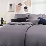 Blumtal Mako Satin Bettwäsche 135 x 200 & 40x80 cm Kissenbezug Anthrazit - Oeko Tex Zertifizierte Satin Bettwäsche aus 100% Baumwolle - Bettbezug Glanzoptik 135x200 Satin mit Reißverschluss
