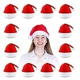 VFZILH 12 Stück Weihnachtsmann Hüte Erwachsene, Verdickte Weihnachtsmütze Plus Größe, Klassische Rote Nikolausmützen für Damen & Herren, Weihnachtsmützen Erwachsene für Party & Nikolaus Fest