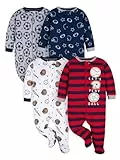 Gerber Baby - Jungen 4er-Pack Sleep'N Play Strampler und Kleinkind-Schlafanzüge, Sportblau, 0–3 Monate