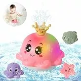 Delycazy Badewannenspielzeug Baby Badespielzeug Wasserspielzeug ab 1 2 3 Jahre, Kinder LED Oktopus Induction Automatischer Wasserstrahl Pool Spielzeug für Baby