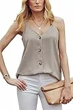 ANCAPELION Damen Sommer Bluse Ärmellose Chiffon Top V-Ausschnitt Shirt Elegant Weste Hemdbluse Loose fit T Shirt mit Trägern