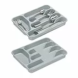 Relaxdays 10027716, Besteckeinsätze Grau, 4 x 25 x 33 cm