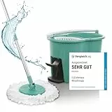 CLEANmaxx Power-Wischmopp mit Zwei-Kammer-Filtersystem | Designed in Deutschland - Schmutzwasser wird gefiltert, leichtes Auswringen für streifenfreie Sauberkeit | Ideal für Laminat, Parkett & Fliesen