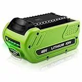 Ersatzakku für GreenWorks Akku 40V 6000mAh Li-ion G-MAX Langlebige Batterie, passend für GreenWorks 40V Akku Model 29462 29727 29252 20202 22262 25312 25322 20642 22272 27062 21242 (Nicht für Gen 1)