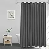 EurCross Dunkelgrau Waschbar Duschvorhang 180 x 200, Wasserdicht Dusch Vorhang für Badewanne und Dusche im Badezimmer, Antischimmel Antibakteriell Textil Stoff Badvorhang mit 12 Ringen