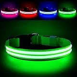 PcEoTllar Leuchthalsband Hund Aufladbar, Hundehalsband Leuchtend, Beleuchtetes LED Halsband für Hunde für Kleine Mittlere Große Hunde, Hunde Leuchthalsband Wasserdicht 3 Leuchtmodi, Grün-L
