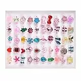 OSDUE Kinderringe Mädchen, 50 Stück Einstellbare Ringe Kinder, Keine Vervielfältigung, Ringe Set Kindergeburtstag Kinderringe Mädchen für Teenager Partybevorzugung