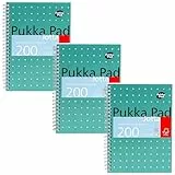 Pukka Pad, A5 Metallic Jotta notizbuch 3er-Pack für Zuhause, Schule und Büro – 15 x 21 cm – spiralbindung Notizbuch mit 8 mm Liniert und 80 g/m² Papier – mit perforierten Kanten – 200 Seiten, grün