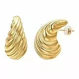Vogem Taterdrop Ohrringe für Damen Gold Chunky Ohrstecker Ohrringe Hollow Open Hoop Creolen Ohrringes Schmuck Geschenk