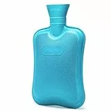 HomeTop Hochwertige klassische Gummi-Wärmflasche (2 Litern, Blau)