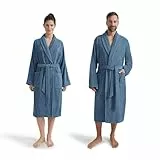 Möve Homewear Schalkragenmantel Basic aus 100% Baumwolle, Größe M, steelblue