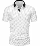 GLESTORE Herren Golf Poloshirt Kurzarm T-Shirt Polo Männer Hemd Sport Polohemd Regular Fit Weiß L