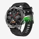 OHUGNA Military Smart Watch mit LED-Taschenlampe, Bluetooth Anrufe tätigen/beantworten, 1,43“ HD Outdoor Tactical Rugged Smartwatch, Sport Fitness Tracker Uhr mit Gesundheitsmonitor, Schlafmonitor