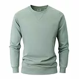 USALL Sweatshirts für Herren Baumwolle Schwergewicht Pullovers Männer Langarm Casual Sweatshirt(W500 Green M)