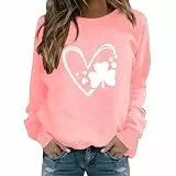 Uwdiohq Damen-Sweatshirt Mit Modischem Rundhalsausschnitt Und Lässigem Aufdruck Damen Sweatshirt Baumwolle (Pink, L) Schwarz Modische Hoodies & Sweatshirts Rotes Women Übergangsjacke Sport
