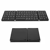Yunseity Faltbare Bluetooth-Tastatur, Dreifach Faltbare Tragbare Kabellose Tastatur mit Nummernblock, Faltbare Taschentastatur, Synchronisierung von Bis zu 3 Geräten, für Android