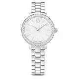 Swarovski Matrix 3-link Uhr, Analoge Damenuhr mit Dreigliedrigem Armband, Edelstahl-Design und Pavé-Lünette mit 42 Kristallen, Armbandlänge: 12.5-19 cm, Armbandbreite: 1.2 cm