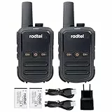 Radtel RT12 Wiederaufladbare Walkie Talkies für Erwachsene Long Range Handheld License Free PMR 446 Funkgerät 16CH Freisprecheinrichtung VOX für Camping Wandern (Schwarz)